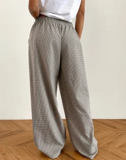 Motel Rocks Loungewear-Sasari Oversized Trouser in Check Grey CheckGrey