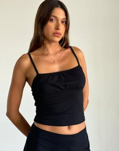 Motel Rocks Basic Tops | Strappy Tops-Sasya Cami Top in Black