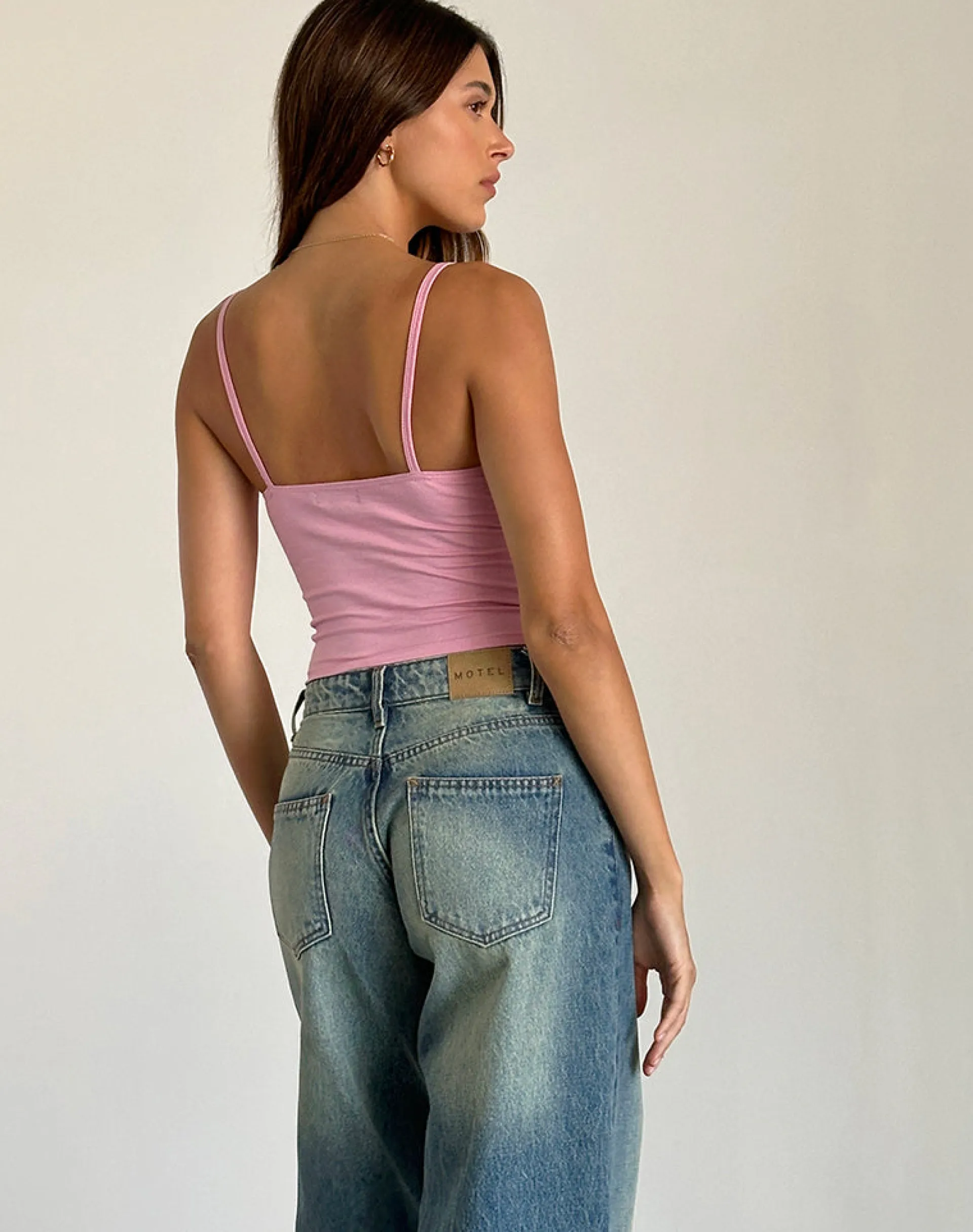 Motel Rocks Basic Tops | Strappy Tops-Sasya Cami Top in Flamingo Pink FlamingoPink
