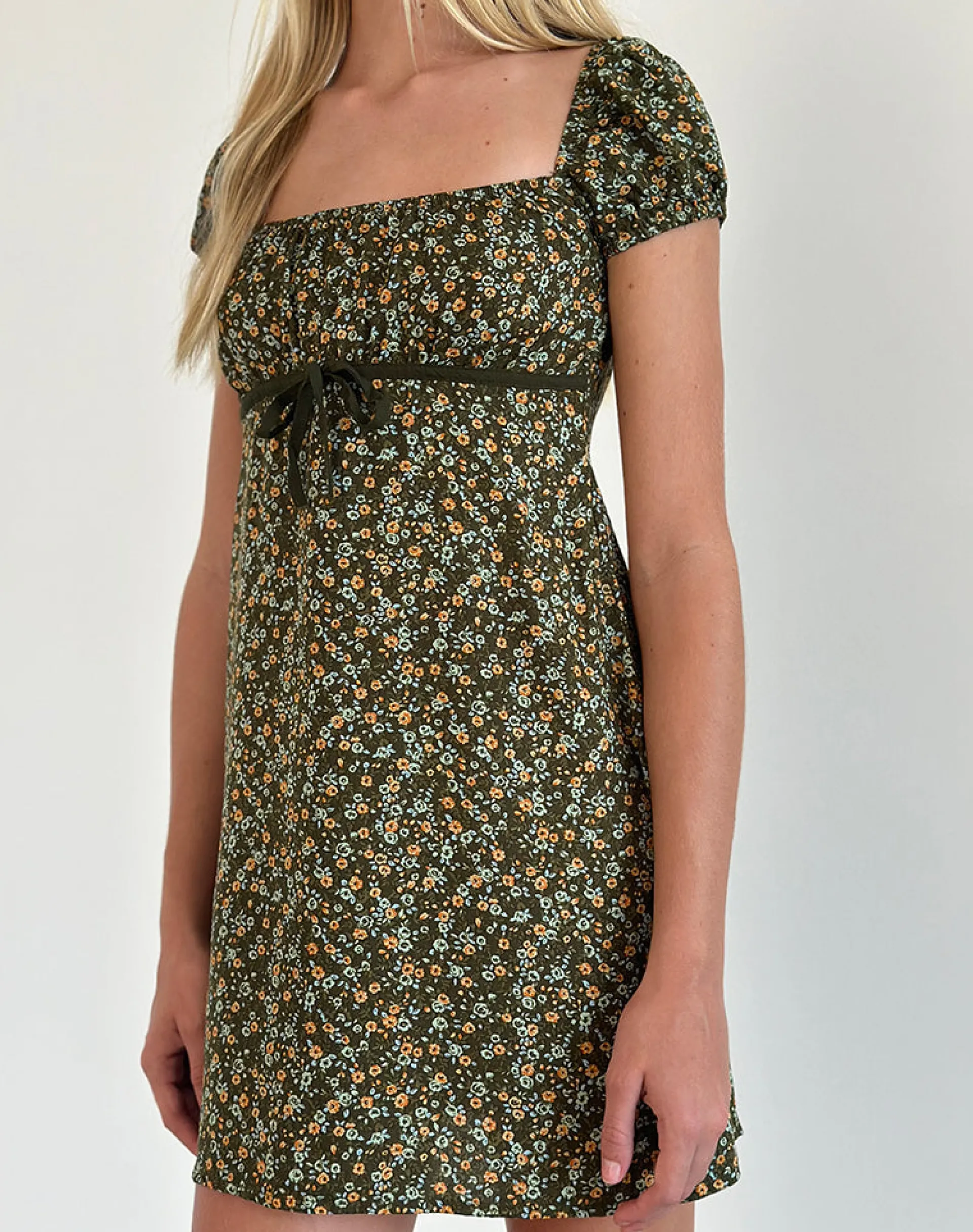 Motel Rocks Printed Dresses | Day Dresses-Savio Mini Dress in Grunge Floral Khaki GrungeFloralKhaki
