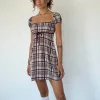 Motel Rocks Printed Dresses | Day Dresses-Savio Mini Dress in Multi Check Brown MultiCheckBrown