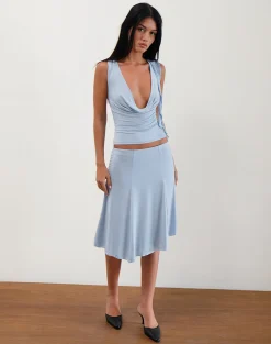 Motel Rocks Co-Ords | Going Out Tops-Saylor Sleeveless Top in Slinky Sky Blue
