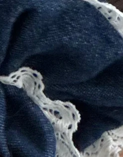 Motel Rocks Accessories-Scrunchie in Denim Chambray with Lace DenimChambraywithLace