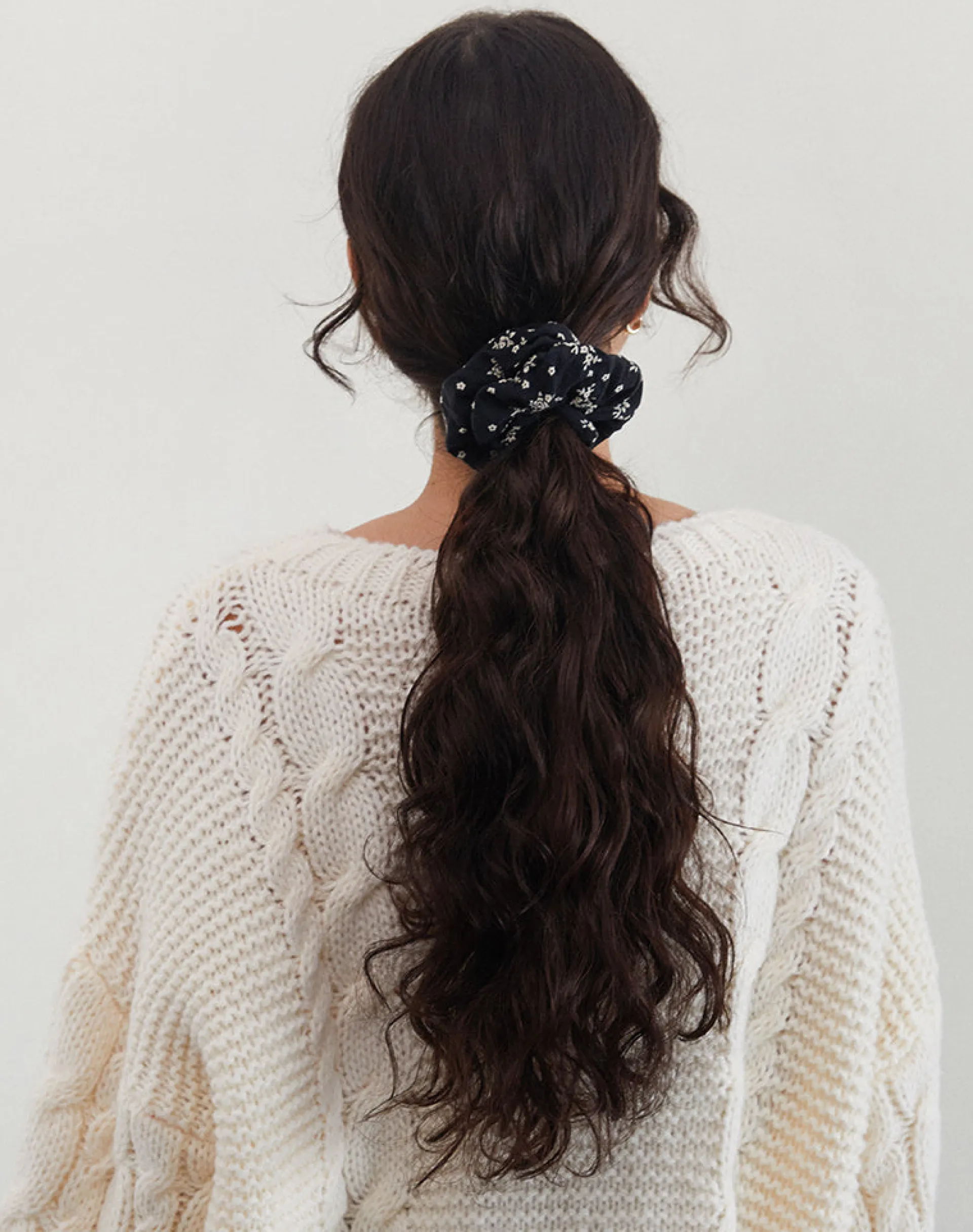 Motel Rocks Accessories-Scrunchie in Floral Land Black FloralLandBlack