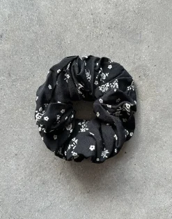 Motel Rocks Accessories-Scrunchie in Floral Land Black FloralLandBlack