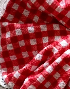 Motel Rocks Accessories-Scrunchie in Red Gingham with Lace RedGinghamwithLace