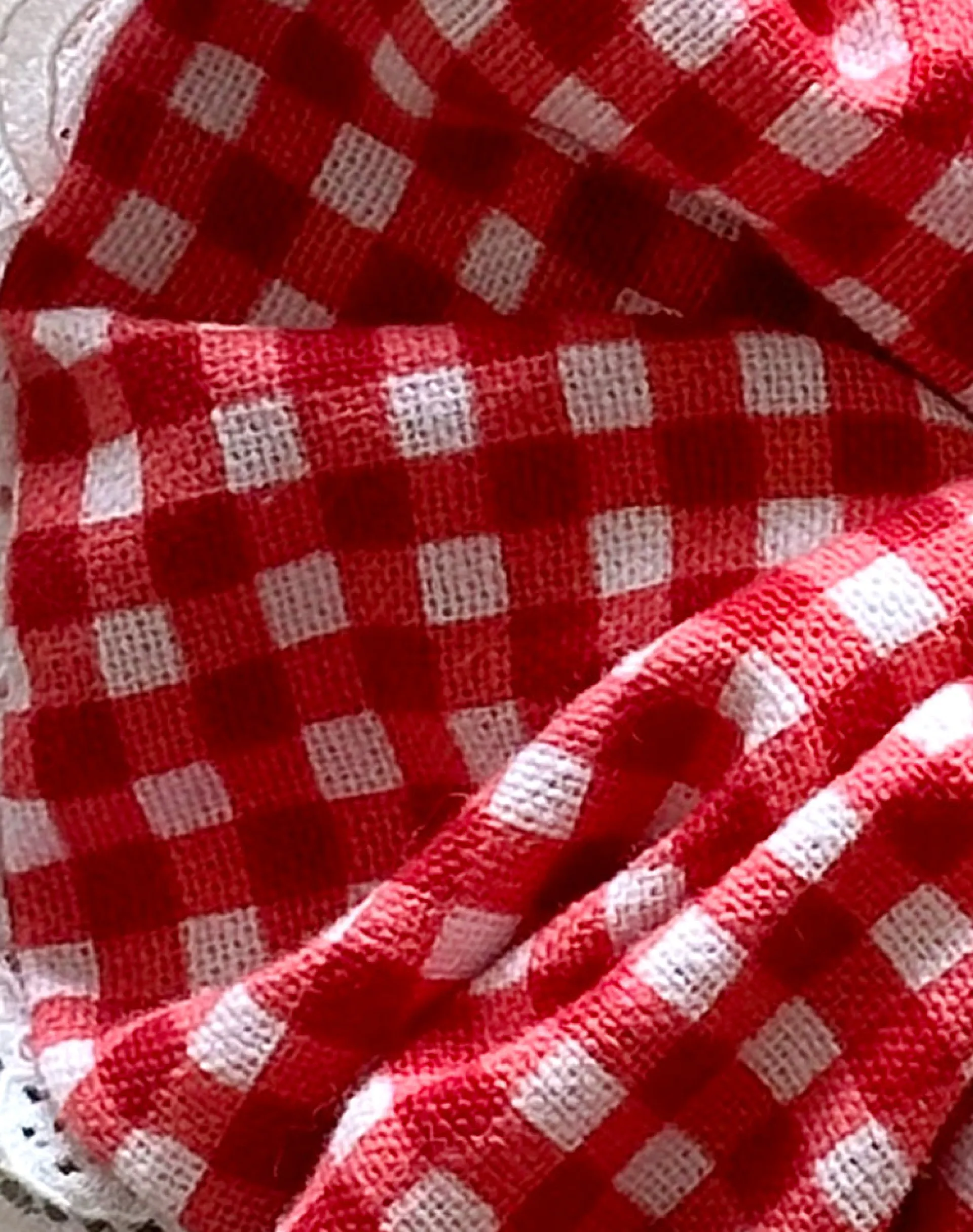 Motel Rocks Accessories-Scrunchie in Red Gingham with Lace RedGinghamwithLace