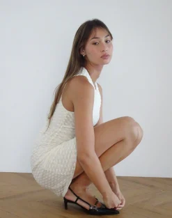 Motel Rocks Printed Dresses | Bodycon Dresses-Sechium Mini Dress in Heart Lace Ivory