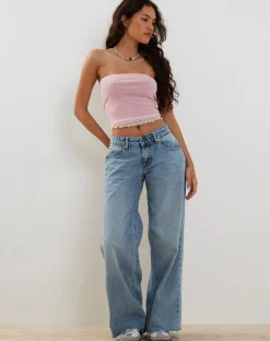 Motel Rocks Basic Tops | Bandeau Tops-Seka Bandeau Mesh Top in Tonal pink