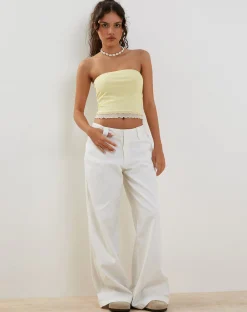 Motel Rocks Bandeau Tops-Seka Bandeau Mesh Top in lemon