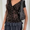 Motel Rocks Printed Tops | Going Out Tops-Selina Top in Flocked Rar Leopard