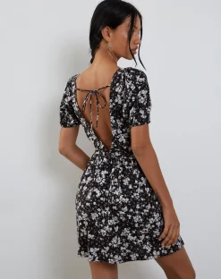 Motel Rocks Printed Dresses | Day Dresses-Senza Mini Dress in Dark Wild Flower darkwildflower