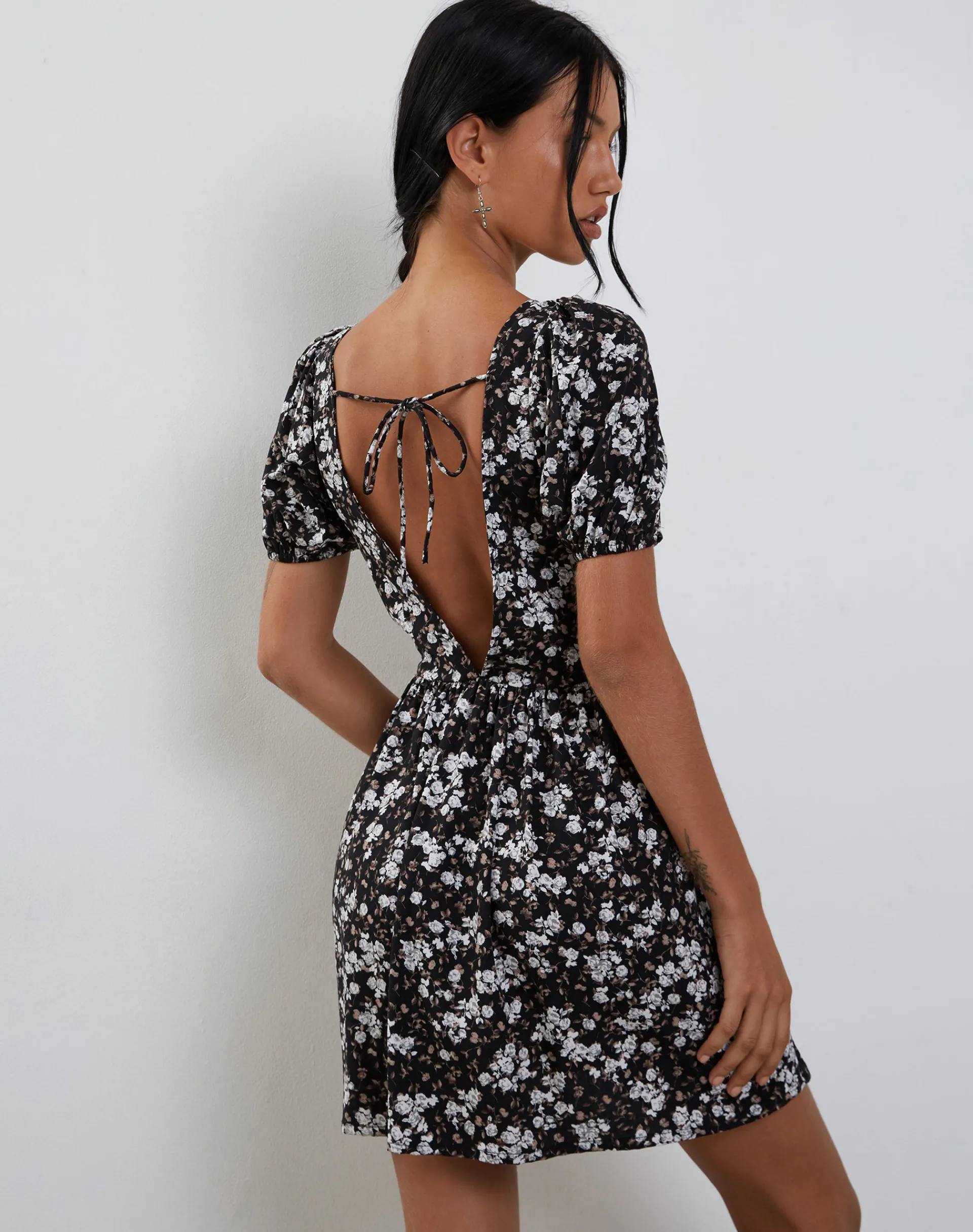 Motel Rocks Printed Dresses | Day Dresses-Senza Mini Dress in Dark Wild Flower darkwildflower