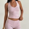Motel Rocks Loungewear | Micro Shorts-Sera Micro Short in Pink and Grey Jersey Stripe PinkandGreyJerseyStripe