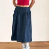 Motel Rocks Midi Skirts-Seraya Midi Skirt in Denim Chambray Indigo