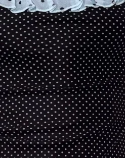Motel Rocks Mini Dresses-Sevda Mini Dress in Blue Black Basic Polka