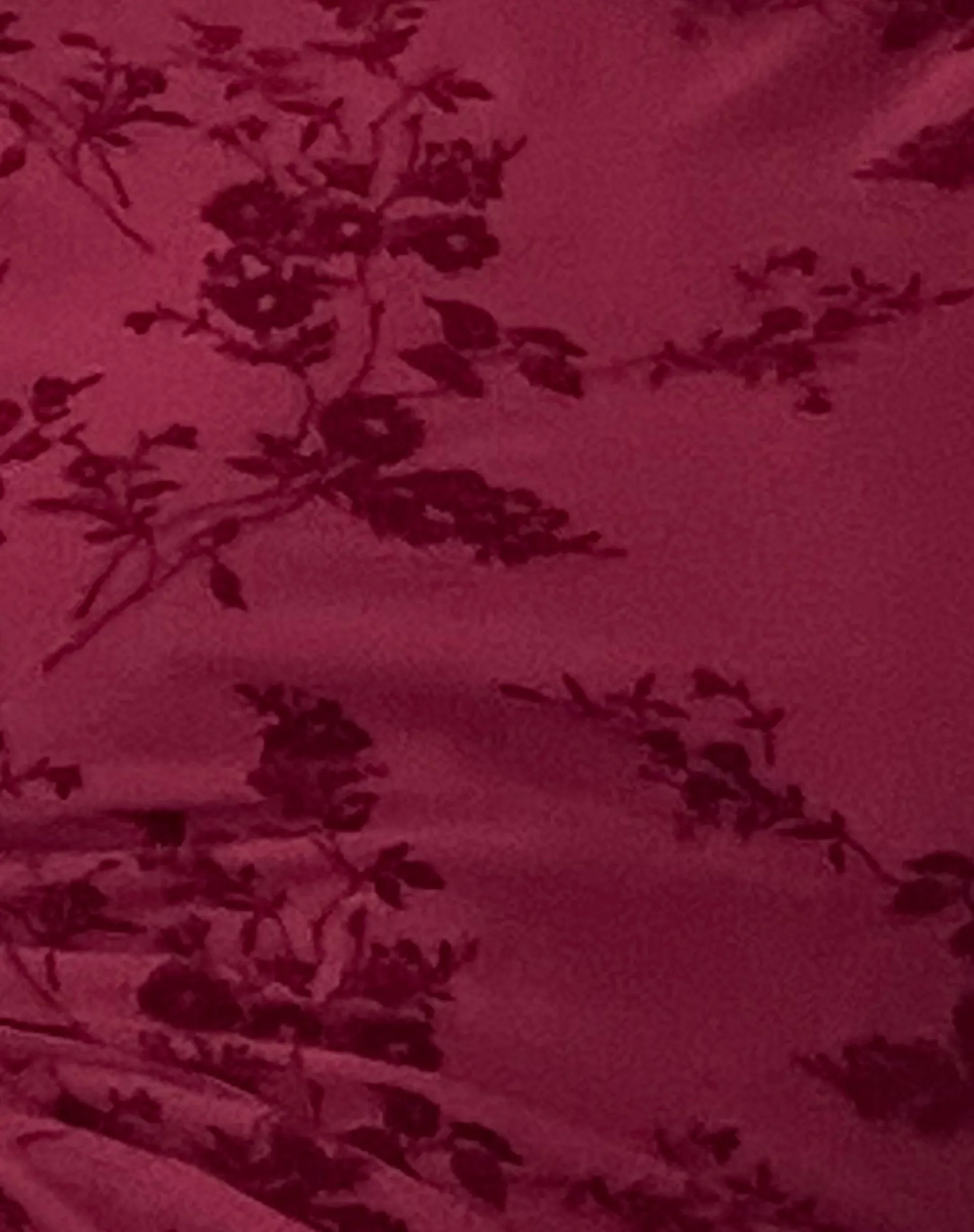 Motel Rocks Printed Dresses | Bodycon Dresses-Sevila Long Sleeve Mini Dress in Flocked Botanical Flower Maroon FlockedBotanicalFlowerMaroon