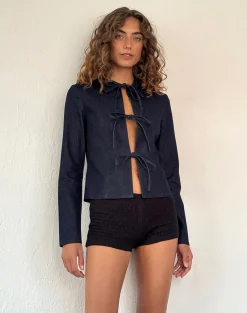 Motel Rocks Jackets-Sewulan Tie Jacket in Dark Indigo