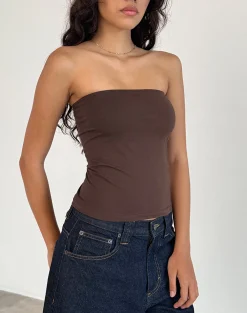 Motel Rocks Basic Tops | Bandeau Tops-Shaelo Bandeau Top in Deep Mahogany DeepMahogany