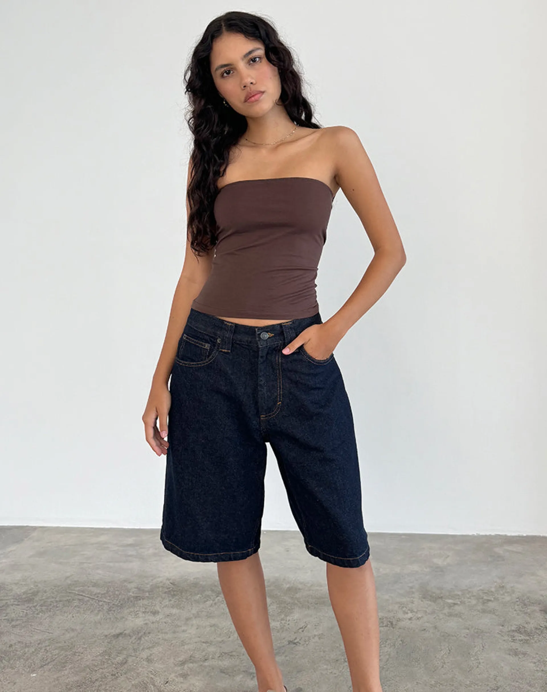 Motel Rocks Basic Tops | Bandeau Tops-Shaelo Bandeau Top in Deep Mahogany DeepMahogany