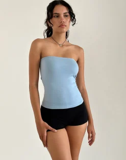 Motel Rocks Bandeau Tops-Shaelo Bandeau Top in Nantucket Blue NantucketBlue