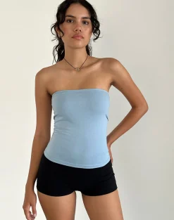 Motel Rocks Bandeau Tops-Shaelo Bandeau Top in Nantucket Blue NantucketBlue