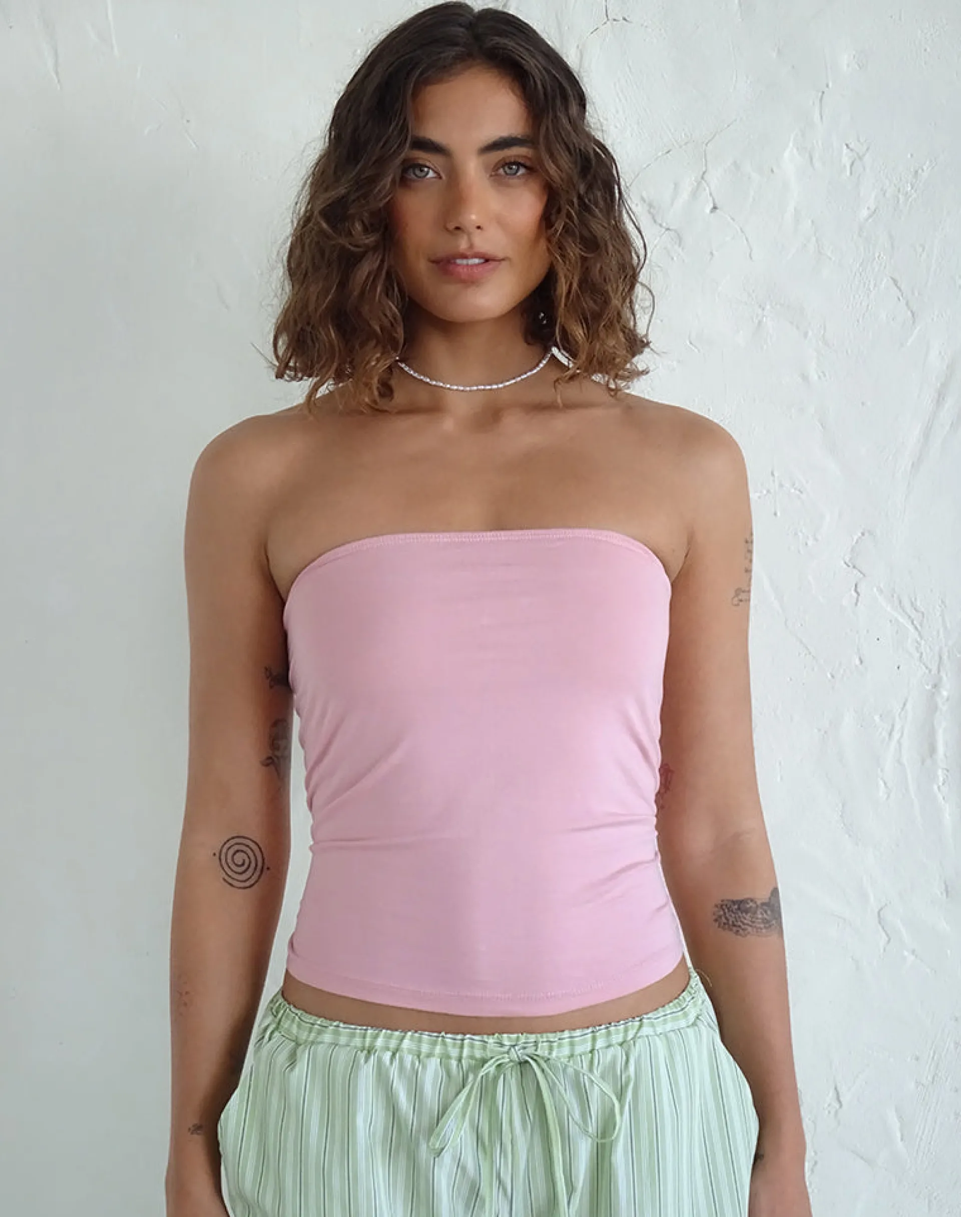 Motel Rocks Basic Tops | Bandeau Tops-Shaelo Bandeau Top in Pink Lady PinkLady