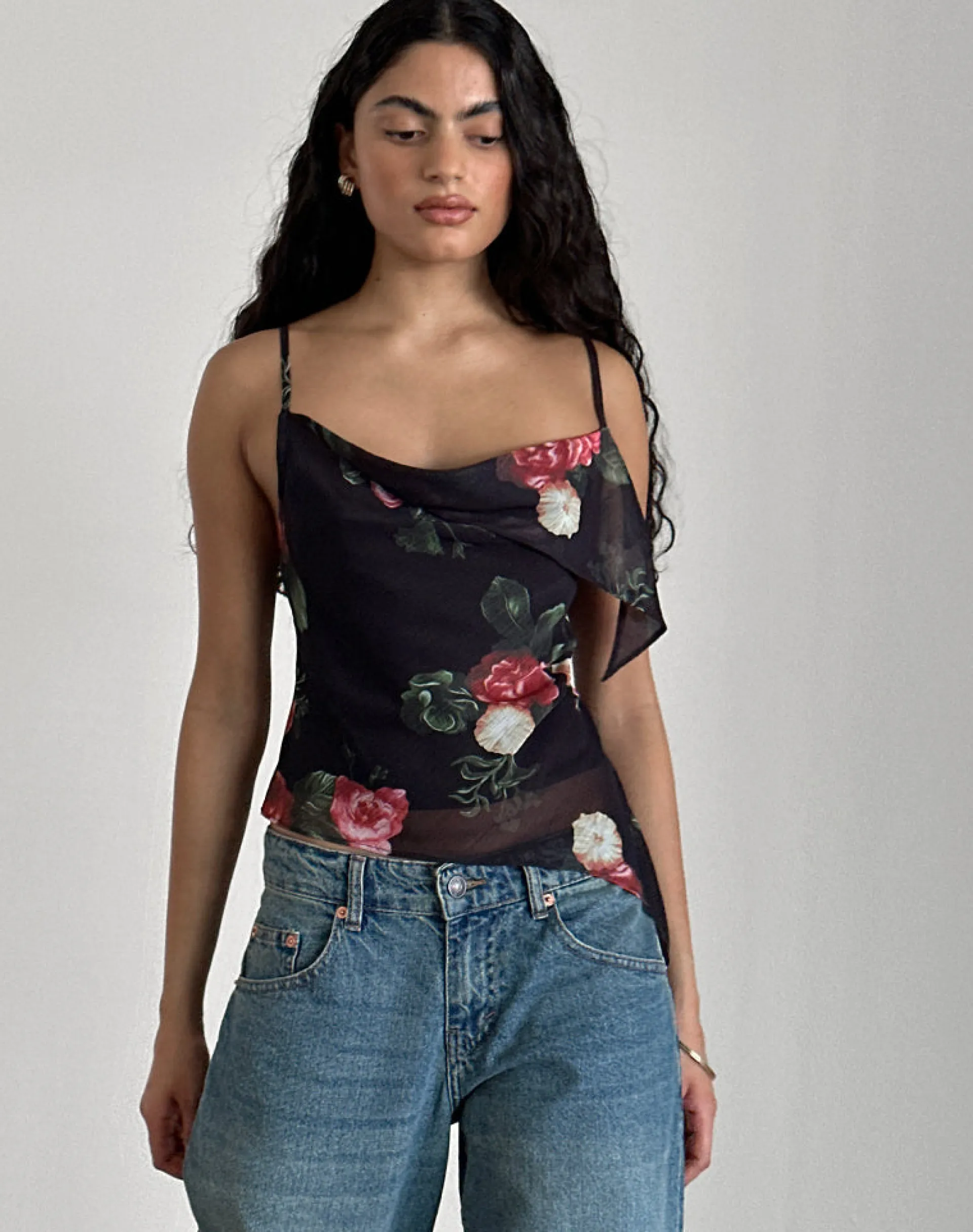 Motel Rocks Co-Ords | Printed Tops-Shahira Top in Renaissance Rose Black RenaissanceRoseBlack