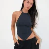 Motel Rocks Halterneck Tops | Going Out Tops-Shalas Halter Top in Jersey Ocean Storm