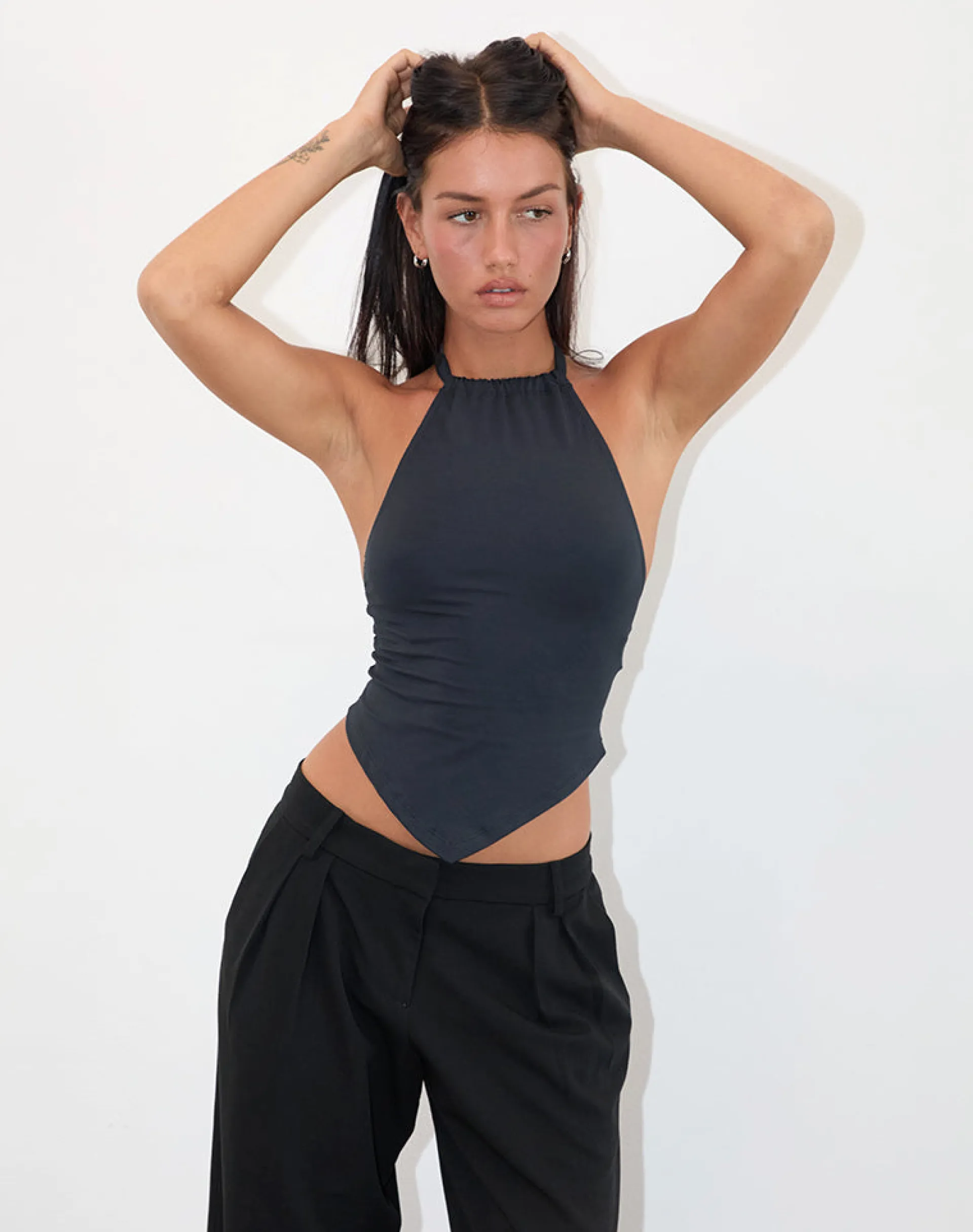 Motel Rocks Halterneck Tops | Going Out Tops-Shalas Halter Top in Jersey Ocean Storm
