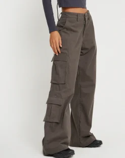 Motel Rocks Wide Leg Pants-Shan Wide Leg Trouser in Dark Grey
