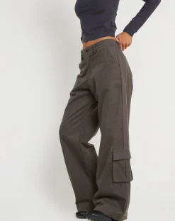 Motel Rocks Wide Leg Pants-Shan Wide Leg Trouser in Dark Grey