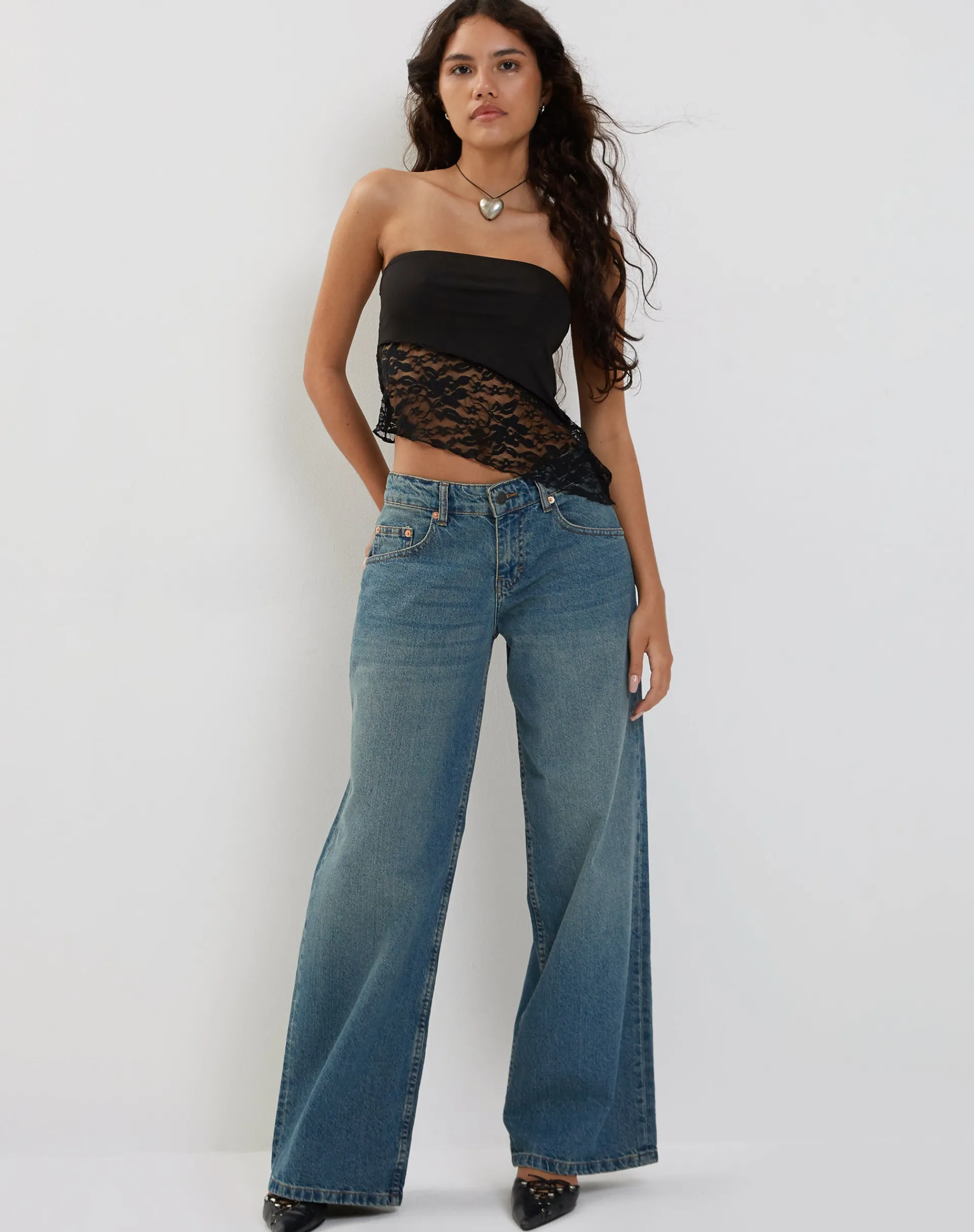 Motel Rocks Bandeau Tops | Lace Tops-Shanda Bandeau Top in Lace Black LaceBlack