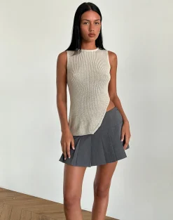 Motel Rocks Vest Tops | Going Out Tops-Shartina Tank Top in Natural Knit NaturalKnit