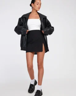Motel Rocks Basics | A Line Skirts-Sheny Mini Skirt in Black