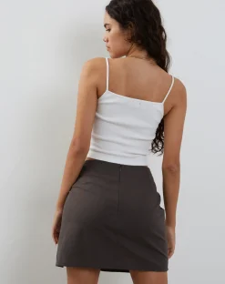 Motel Rocks Mini Skirts-Sheny Mini Skirt in Charcoal Grey CharcoalGrey