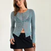 Motel Rocks Cardigans-Shia Cardigan in Grunge Floral Blue Grey