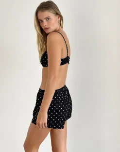 Motel Rocks Loungewear | Co-Ords-Sibo Short in Polka Black