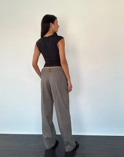 Motel Rocks Low Rise Pants | Wide Leg Pants-Sirkia Low Rise Tailored Trouser in Dark Brown DarkBrown