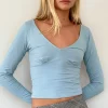 Motel Rocks Basics | Basic Tops-Sisil Long Sleeve Top in Nantucket Blue NantucketBlue
