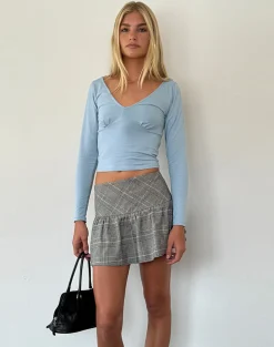 Motel Rocks Basics | Basic Tops-Sisil Long Sleeve Top in Nantucket Blue NantucketBlue