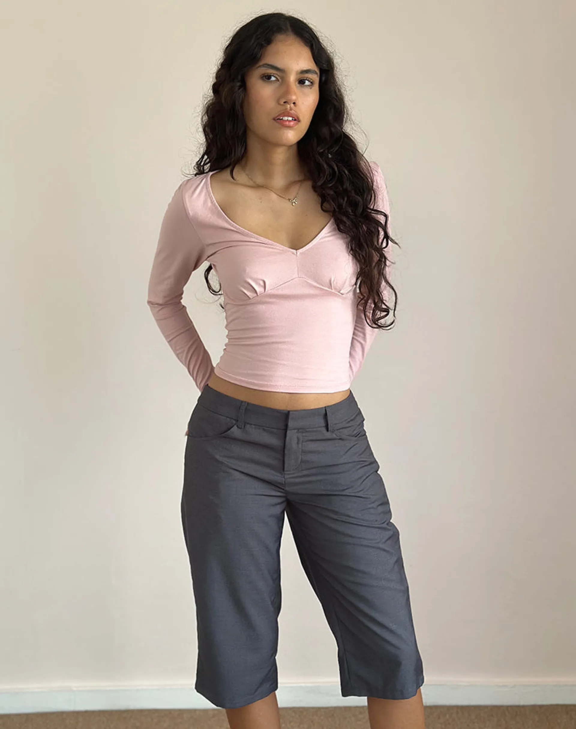 Motel Rocks Basic Tops | Long Sleeve Tops-Sisil Long Sleeve Top In Pink Lady pinklady