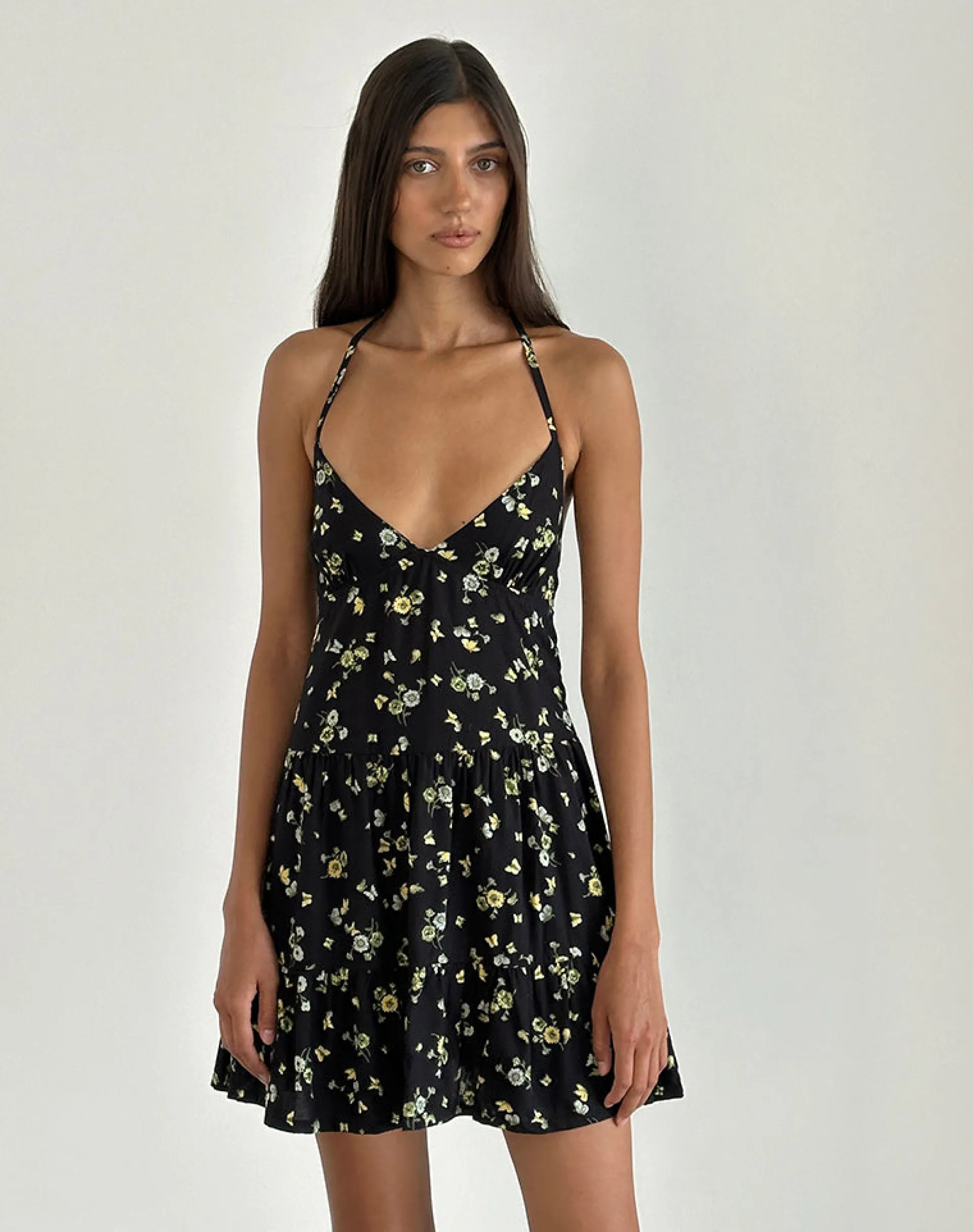 Motel Rocks Printed Dresses | Day Dresses-Siskana Mini Dress in Lemon and Lime Black LemonandLimeBlack
