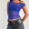 Motel Rocks Printed Tops-Sohan Top in Sheer Texture Blue SheerTextureBlue