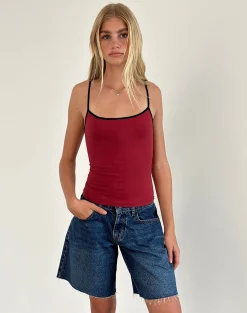 Motel Rocks Basic Tops | Strappy Tops-Solani Top in Adrenaline Red with Black Binding AdrenalineRedwithBlackBinding