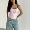 Motel Rocks Vest Tops | Basic Tops-Solani Top in Light Pink with Deep Mahogany Binding LightPinkwithDeepMahoganyBinding
