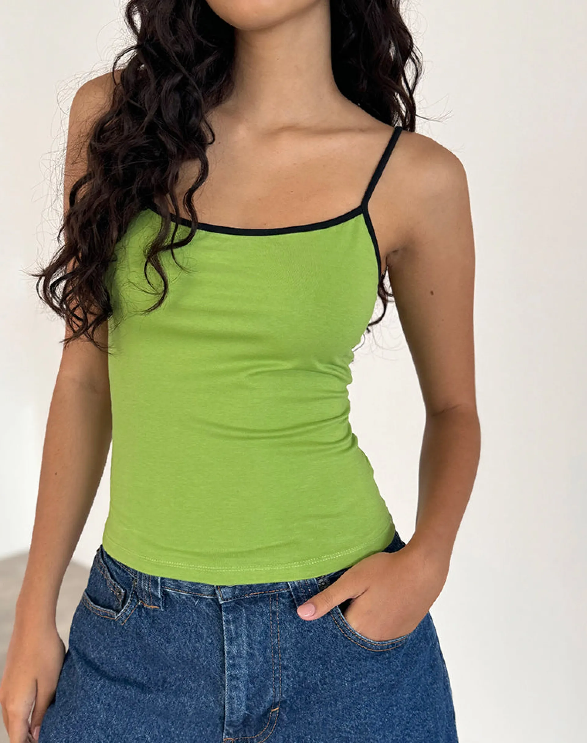 Motel Rocks Basics | Basic Tops-Solani Top in Wasabi with Black Binding WasabiwithBlackBinding