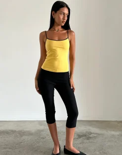 Motel Rocks Basic Tops | Strappy Tops-Solani Top in Yellow May with Deep Mahogony Binding YellowMaywithDeepMahogonyBinding