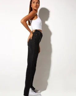 Motel Rocks Straight Leg Jeans-Straight Leg Jeans in Black Wash BlackWash