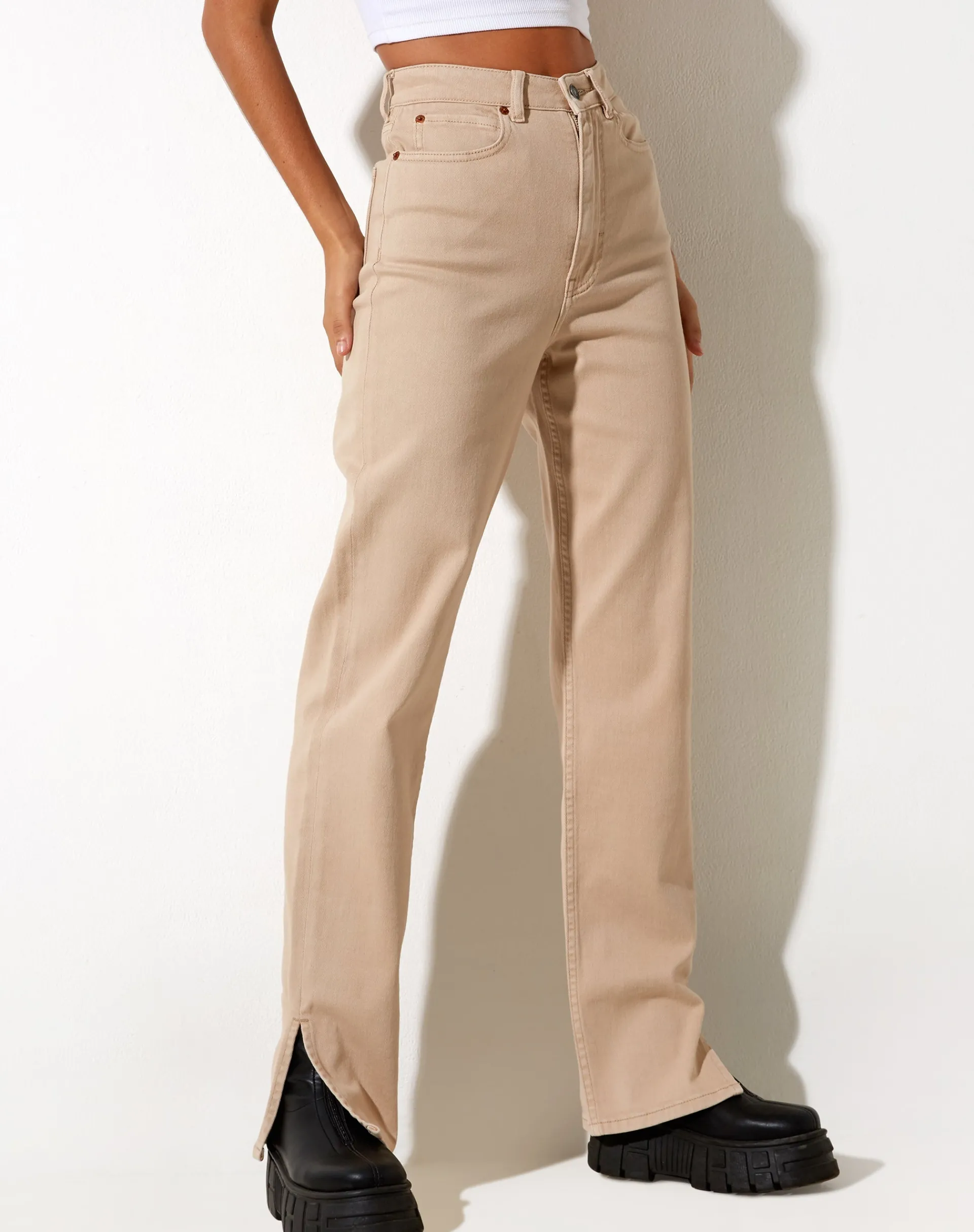 Motel Rocks Straight Leg Jeans-Straight Leg Jeans in Winter Sandwash KnitArgyleTan